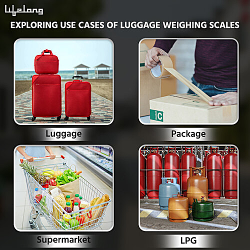 Lifelong Luggage Weighing Scale - For Flights, Travel, Gas Cylinder, Portable, 1 Year Warranty, Silver, LLGWS27, 1 pc  Included Battery 50kg with LCD Display,Hanging Weight Machine for Bags and Baggage,