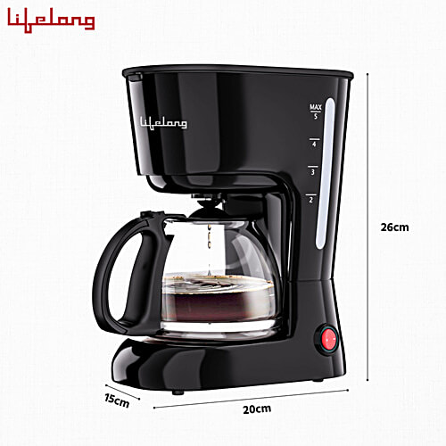 Lifelong 5 Cups Coffee Maker - Black, LLCMK901, 1 pc