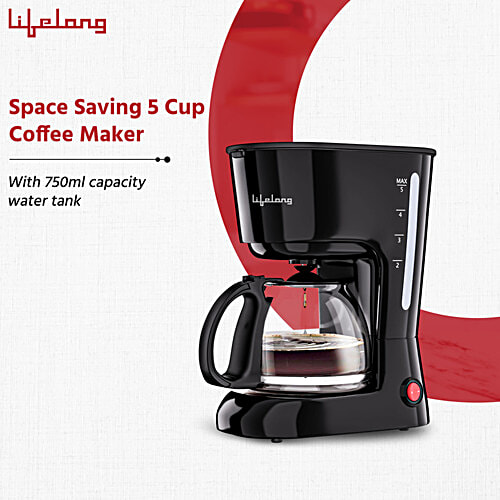 Lifelong 5 Cups Coffee Maker - Black, LLCMK901, 1 pc