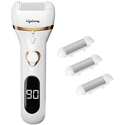 Lifelong Callus Remover - With USB Charging, Foot Scrubber, White, LLPCW104, 1 pc For Feet and Heel, Portable Electronic Foot File Pedicure Tools, Dead Skin Removal device