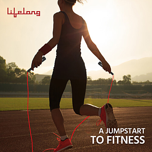 Lifelong Skipping Rope - Plastic Handle, For Exercise Workout & Weight Loss, 275 cm, Red & Black, LLSR01, 1 pc Tangle Free