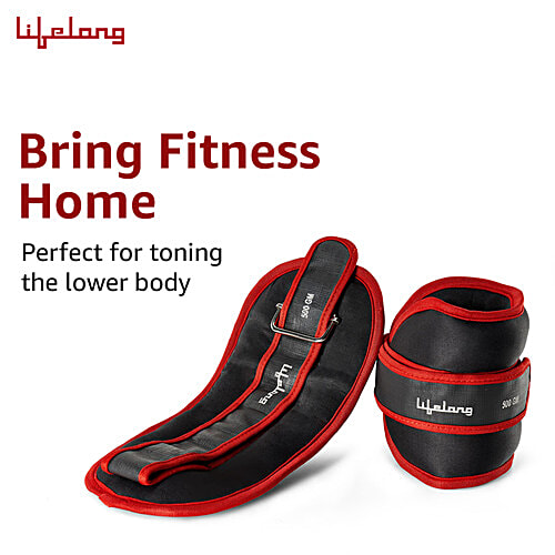 Lifelong Adjustable Ankle Weight Pair - For Running, Jogging, Cycling, Sand Filled, 1 pc (0.5 kg &1 kg) 