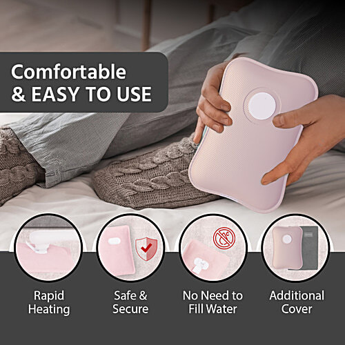 Lifelong Electric Hot Water Bag - Dual Insulation Silicon Technology, Pink, 1 Year Warranty, LLM612, 1 pc  