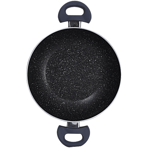 bb home Non-Stick Kadhai - With Glass Lid, 5 Layer, 24 cm, Induction Base, Twilight Grey, 2 pcs