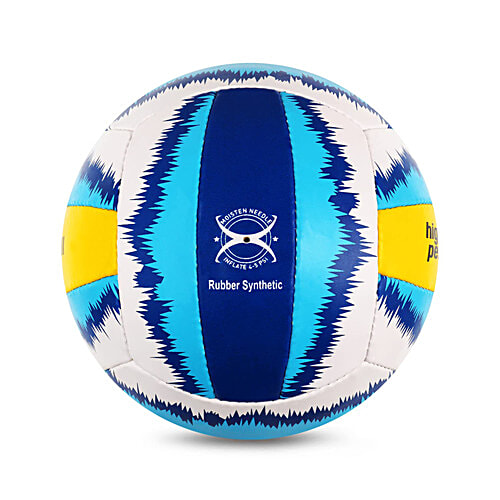 Vector X Flame Handsewn Volleyball - 18 Panels, White, Blue & Yellow, Size 4, 1 pc  