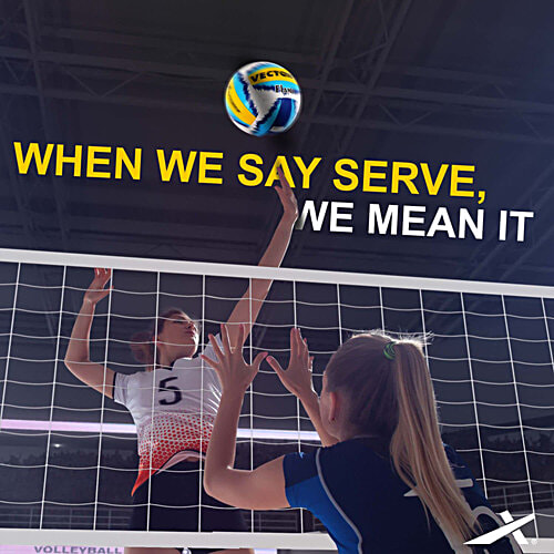 Vector X Flame Handsewn Volleyball - 18 Panels, White, Blue & Yellow, Size 4, 1 pc  