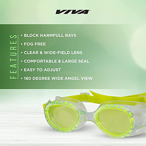 Viva Swimming Comfortable Kids Swimming Goggles - Cushioned With Head Strap Adjustment, Assorted, 1 pc  Comfortable
 Cushioned Head Strap