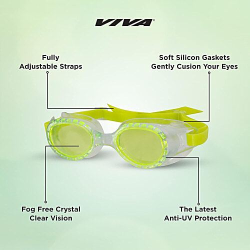 Viva Swimming Comfortable Kids Swimming Goggles - Cushioned With Head Strap Adjustment, Assorted, 1 pc  Comfortable
 Cushioned Head Strap