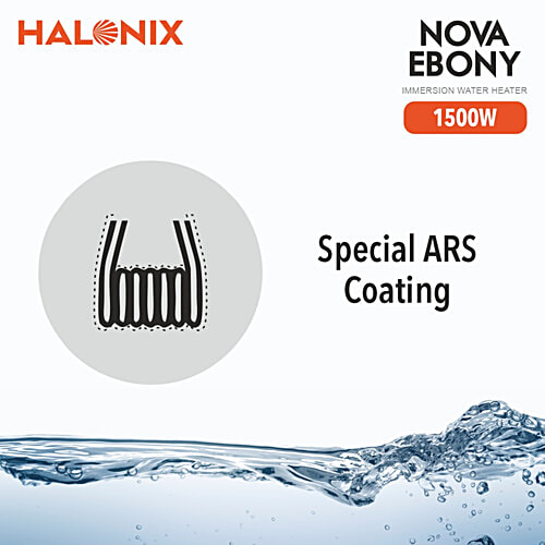 Halonix Nova Ebony 1500W Immersion Water Heater rod - Instant Heating With Bucket Holder, Black, ISI Certified 2-Year Replacement Warranty, 1 pc  Electric Rod