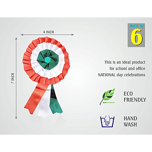 Brodees Tricolour Tiranga Brooch, 6 pcs  