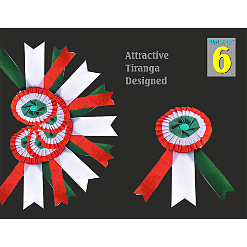 Brodees Tricolour Tiranga Brooch, 6 pcs  