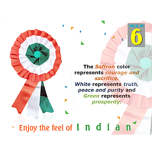 Brodees Tricolour Tiranga Brooch, 6 pcs  