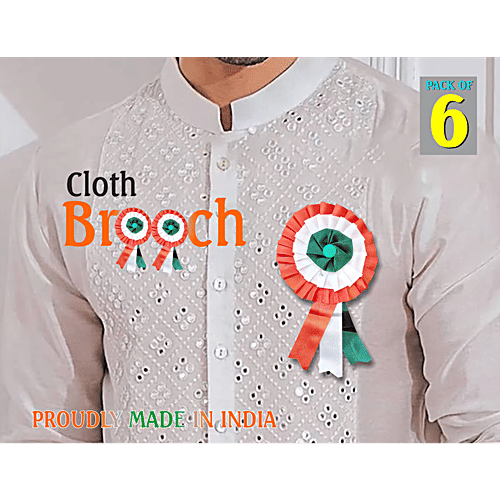 Brodees Tricolour Tiranga Brooch, 6 pcs  