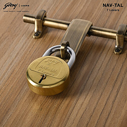 Godrej Locks Nav-Tal 7 Levers Padlock With 4 Keys, 1 pc  Strong Hardened, Corrosion Resistant