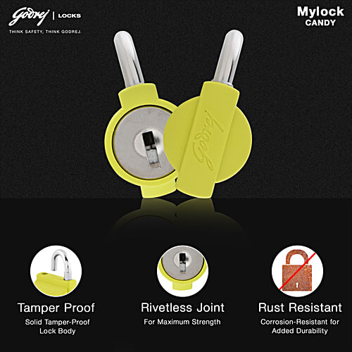 Godrej Locks Mylock Candy For Bags With 2 Keys, 1 pc  