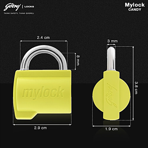 Godrej Locks Mylock Candy For Bags With 2 Keys, 1 pc  