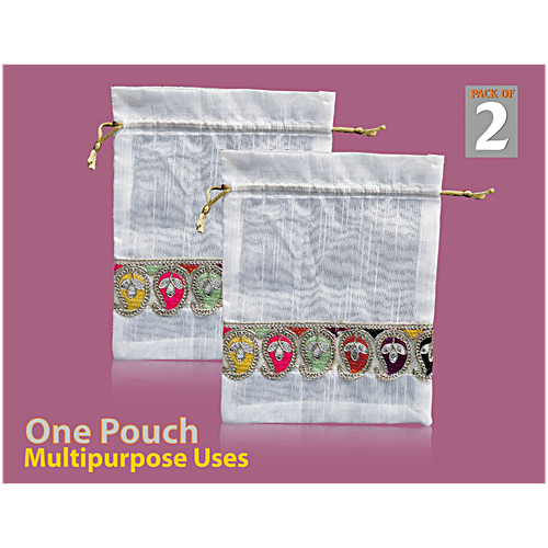 Brodees Potli/Drawstring Bag - Ethnic Design, 17.8 x 22.9 cm, 2 pcs