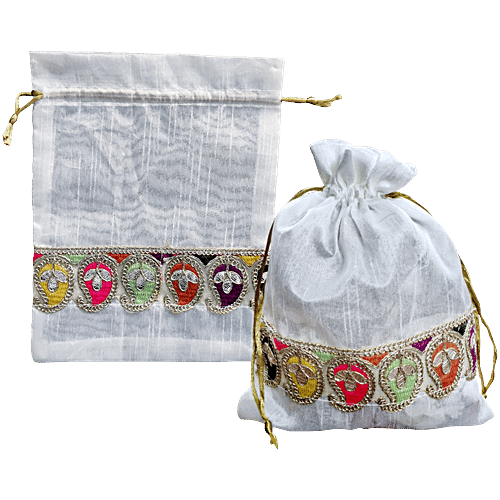 Brodees Potli/Drawstring Bag - Ethnic Design, 17.8 x 22.9 cm, 2 pcs