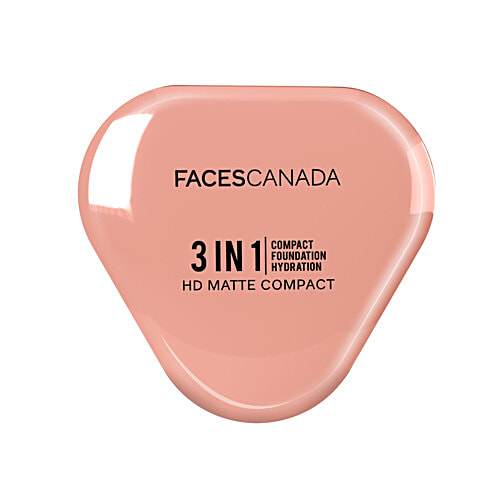Faces Canada 3 In 1 HD Matte Compact, 8 g Just Natural 02 For Wet & Dry Use, Pigmented, Ultra Smooth