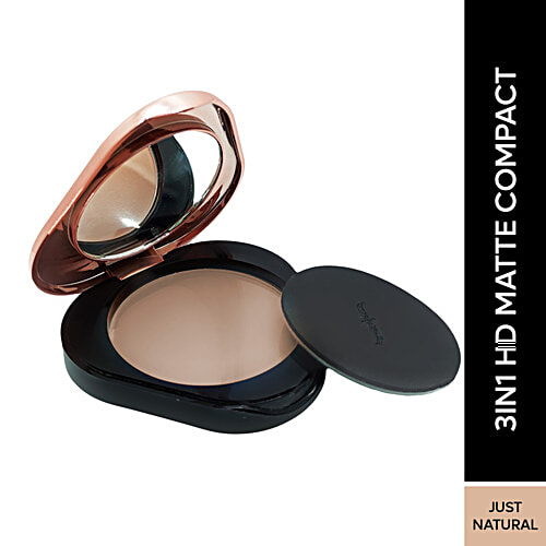 Faces Canada 3 In 1 HD Matte Compact, 8 g Just Natural 02 For Wet & Dry Use, Pigmented, Ultra Smooth