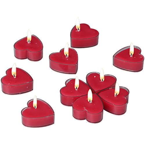 eCraftIndia Heart Shaped Rose Scented Tea Light Candles, 400 g (Set Of 10) 