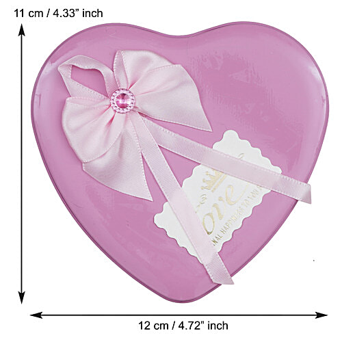 eCraftIndia Valentines Day Pink Heart Shaped Gift Box - With 3 Pink Roses, Teddy Bear & A Card, 1 pc