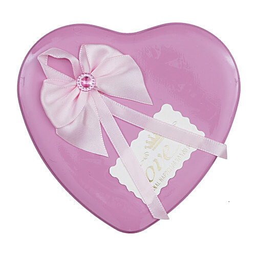 eCraftIndia Valentines Day Pink Heart Shaped Gift Box - With 3 Pink Roses, Teddy Bear & A Card, 1 pc