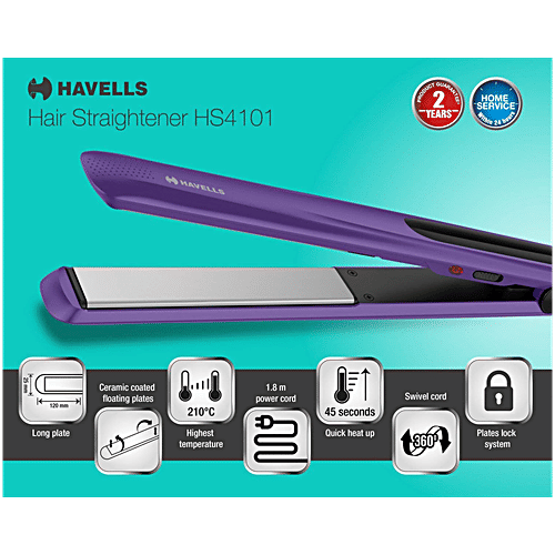 Havells HS4101 Ceramic Plates Fast Heat Up Hair Straightener, 1 pc  Straightens & Curls