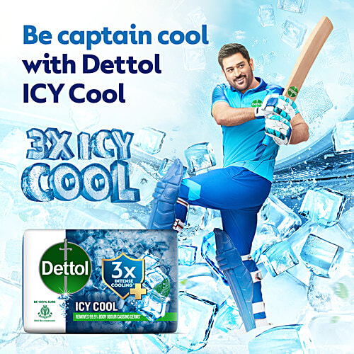 Dettol Icy Cool Bathing Soap Bar With 3x intense cooling, 750 g (150g - Pack of 5) 