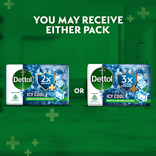Dettol Icy Cool Bathing Soap Bar With 3x intense cooling, 750 g (150g - Pack of 5) 