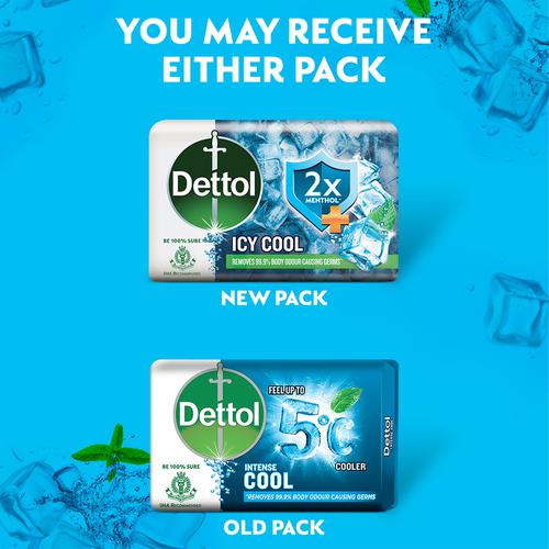 Dettol Icy Cool Bathing Soap Bar With 2x Menthol, 150 g (Pack of 5) 