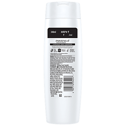 Pantene Hair Science Luscious Thick Shampoo, 340 ml  For Stronger Hair
