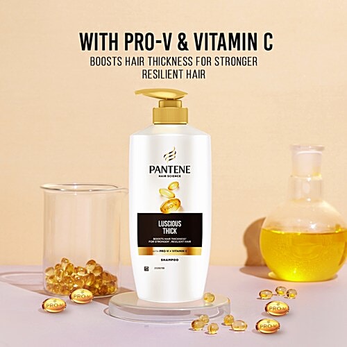 Pantene Hair Science Luscious Thick Shampoo, 650 ml  For Stronger Hair