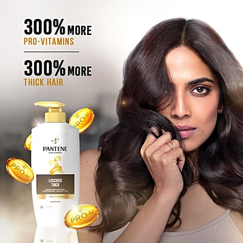 Pantene Hair Science Luscious Thick Shampoo, 650 ml  For Stronger Hair