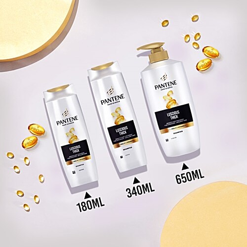 Pantene Hair Science Luscious Thick Shampoo, 650 ml  For Stronger Hair