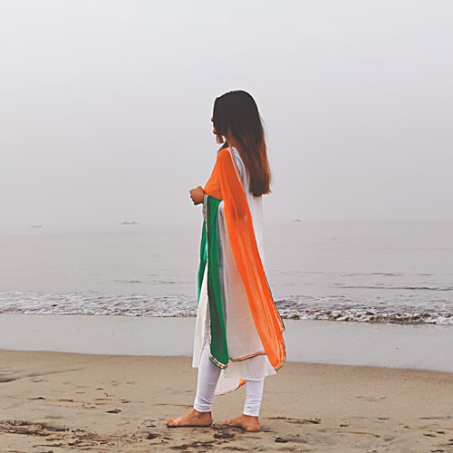 House of Festivals Tiranga Themed Chiffon Dupatta - With Tricolour Lace Work, 1 pc  