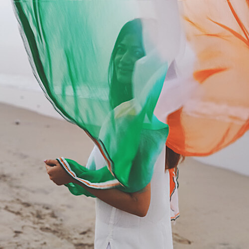 House of Festivals Tiranga Themed Chiffon Dupatta - With Tricolour Lace Work, 1 pc  