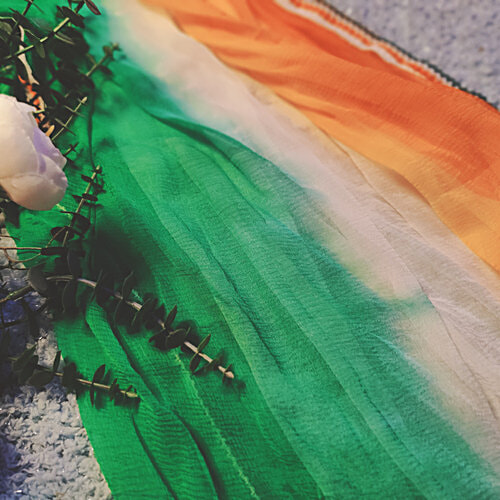 House of Festivals Tiranga Themed Chiffon Dupatta - With Tricolour Lace Work, 1 pc  