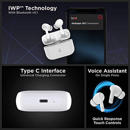 boAt Airdopes 163 Wireless Earphones - Ivory White, 1 pc  