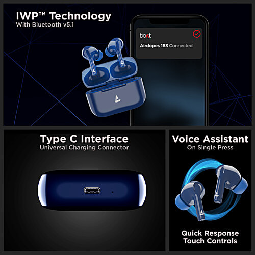 boAt Airdopes 163 Wireless Earphones - Bold Blue, 1 pc  