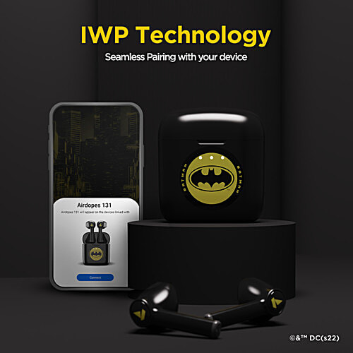 boAt Airdropes 131 TWS Earphones - Batman Edition, Knight Black, 1 Unit  True Wireless Stereo