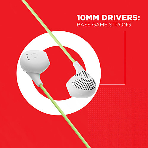 boAt Bassheads 104 Wired Earphones - White, 1 pc  Half In-ear Design