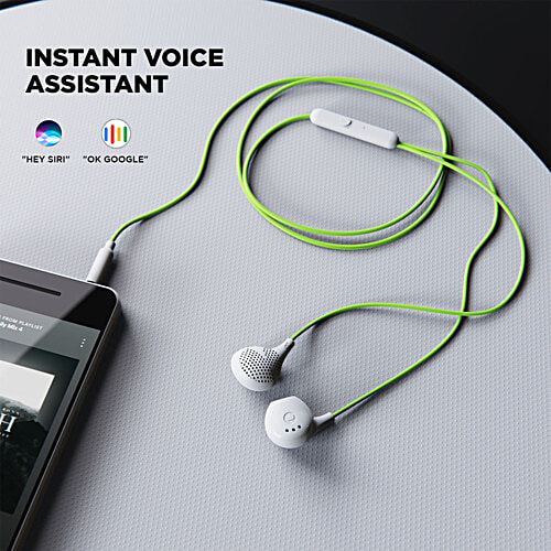 boAt Bassheads 104 Wired Earphones - White, 1 pc  Half In-ear Design