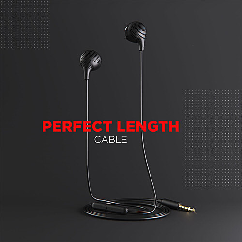 boAt Bassheads 104 Wired Earphones - Black, 1 pc  Half In-ear Design
