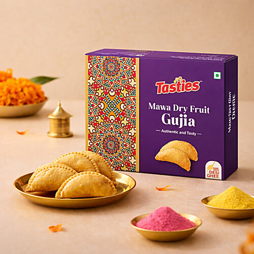 Tasties Mawa Dry Fruit Gujia / Gujiya - Handmade, 250 g Sweets Made With Desi Ghee