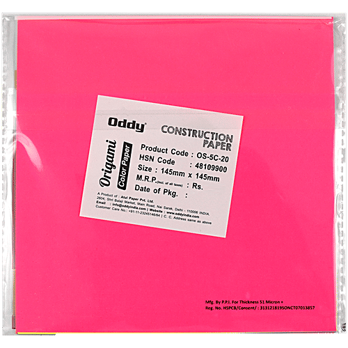Oddy OS5C-20 Origami Colour Paper - 5 Fluorescent Colours, 14.5 x 14.5 cm, 20 pcs  Colourful Papers
 Perfect for Origami