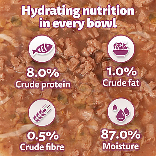 Whiskas Tasty Mix Wet Cat Food - Adult, 1+ Years, Chicken With Salmon Wakame Seaweed In Gravy, 1.96 kg (28 pcs x 70 g Each) Nutritious Blend
Delicious Flavour