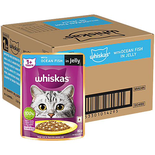 Whiskas Wet Cat Food - Adult, 1+ Years, Ocean Fish Flavour, 80 g (Pack of 28) Ocean Fish Flavour
Complete & Balanced Nutrition