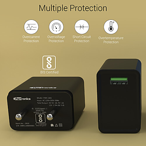 Portronics Adapto One 3 A Single Port Adapter - With Quick Charge, 1 pc