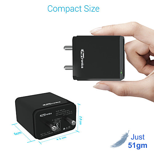 Portronics Adapto One 3 A Single Port Adapter - With Quick Charge, 1 pc